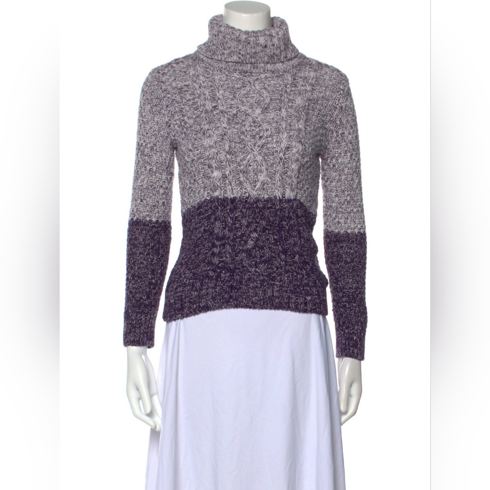 Vince Striped Colorblock Turtleneck Sweater